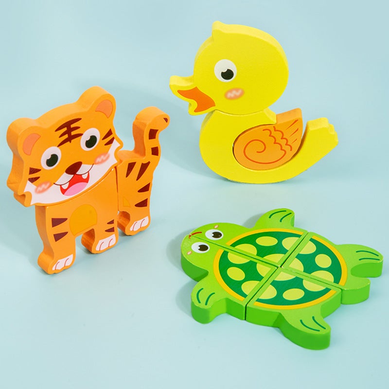 Three-Dimensional Puzzle Wooden Assembled Model Baby Cognitive Thinking Training Montessori Early Education Building Blocks Children'S Educational Toys - Image 5